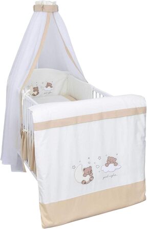 Комплект дитячого ліжка Generic Baby Deluxe, що трансформується в дитяче ліжко, 140x70 см, білий, з шухлядою, матрацом, багатопредметний комплект постільної білизни, Jack (Dreamland Beige)