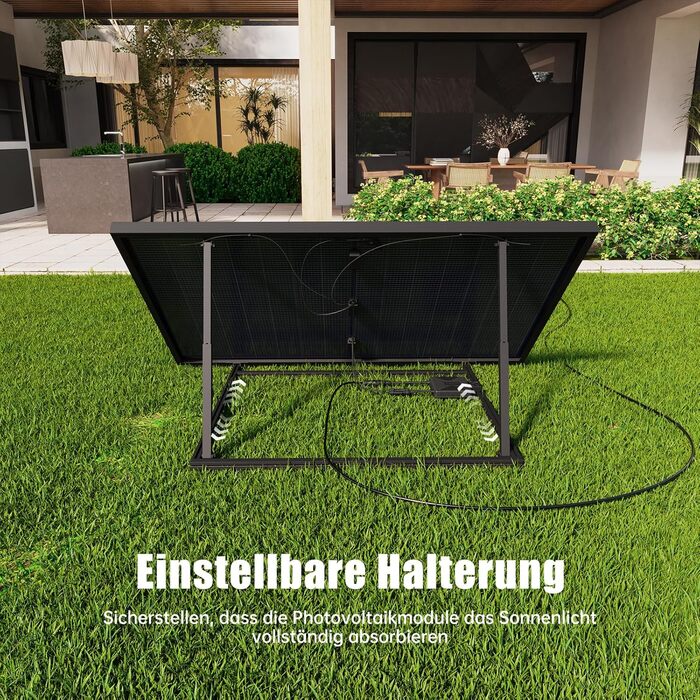 Балконна електростанція BENY Plug & Play, балконна електростанція з монтажним кронштейном, комплектна балконна електростанція потужністю 430 Вт - розетка - інвертор 600 Вт - двосторонні сонячні панелі 430 Вт - кронштейн для плоских дахів