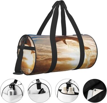 Дорожня сумка-циліндр з кумедним дизайном дельфіна, спортивна сумка для чоловіків та жінок, сумка для пляжу, спортивна сумка