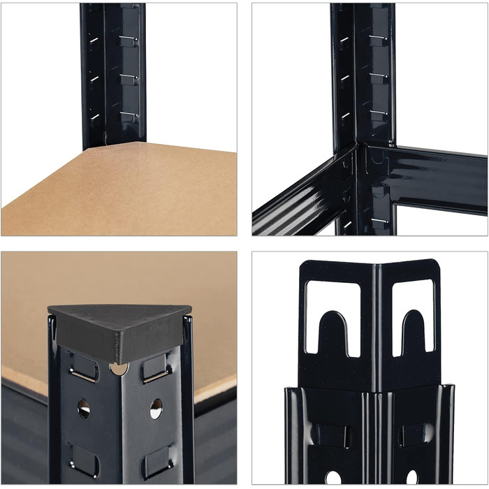 Надміцний стелаж Relaxdays, 5 ярусів, сталь, В x Ш x Г 180 x 90 x 45 см, чорний Вантажопідйомність 875 кг, модульний, для підвалу, гаража