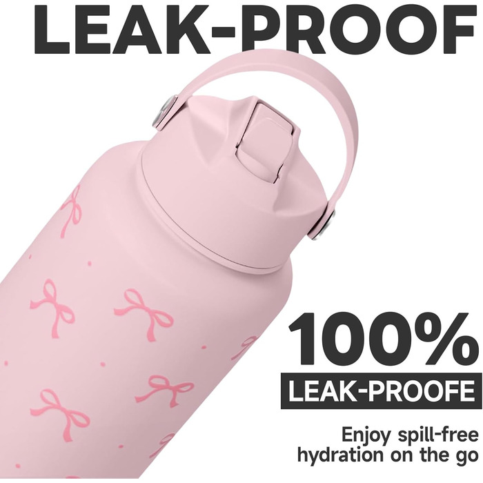 Термос з бантом, ізольована пляшка для води з нержавіючої сталі об&39ємом 32 унції, рожевий термос для жінок, дівчат, підлітків, подарунок на день народження