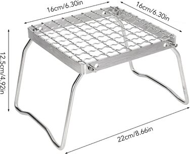 Складана підставка для гриля Wakects для барбекю, міні-підставка для гриля з нержавіючої сталі для багаття, портативна підставка для кемпінгового горщика, сітчастий дизайн із сумкою для зберігання для пікніків