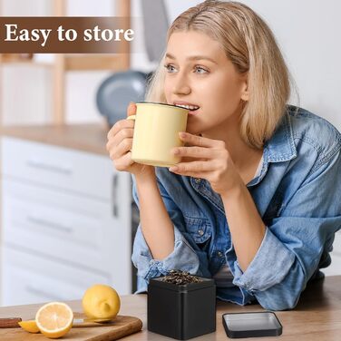 Класична квадратна чайна бляшанка, 12 металевих чайних бляшанок, контейнери для зберігання чаю, ароматичні, включає 20 етикеток для розсипного чаю, чайних пакетиків, кавових зерен, зберігання, 7 x 7 x 8,5 см