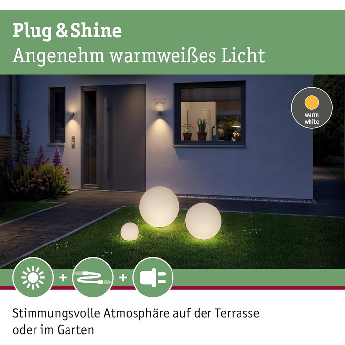 Світильник-сфера Paulmann Plug & Shine Globe IP67 3000K 24V (94178) вуличне освітлення для саду та тераси, стандартний розмір