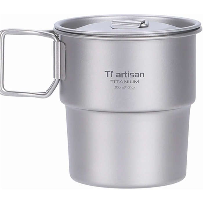Кемпінгова кружка Tiartisan об&39ємом 300 мл з нержавіючої сталі з кришкою, що штабелюється, рюкзачна кружка, для походів на свіжому повітрі, герметична конструкція з гладким закругленим краєм, легка та компактна