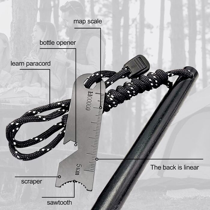 Кресало Newaner XXL Вогнепал з креміню та магнію з паракордом, сталевий скребок з відкривачкою для пляшок та мірною шкалою. Ідеально підходить для кемпінгу, активного відпочинку та виживання (1 комплект)