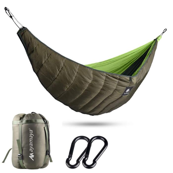 Гамак Underquilt Килимок для сну Underkilt Вуличний, Надлегкий бавовняний Зимовий спальний мішок Зима -10-0 градусів для гамаків Ізоляція Легкий Піший Туризм Кемпінг Зелений (250 130 см)