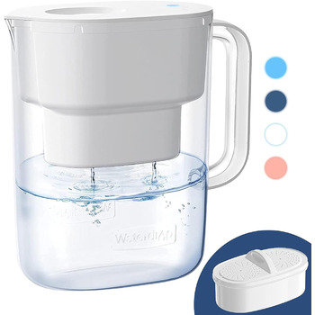 Глечик Waterdrop Lucid Water Filter з 190-денним фільтром, 3,5 л, зменшує вапняний наліт, хлор, свинець, мідь у воді, сертифікований NSF, без BPA, білий (замінний фільтр WD-PF-01A Plus)