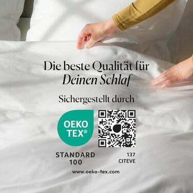 Чохол для обтяженої ковдри 135x200 см - 100 бавовняна постільна білизна - Білий - Зроблено в Португалії - Підковдра для терапевтичної ковдри - запобігає ковзанню 135 x 200 см Білий 1