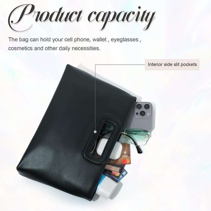 Елегантне клатч-гаманці для жінок, формальна вечірня сумочка зі шкіри, сумка на ланцюжку через плече, чорний колір