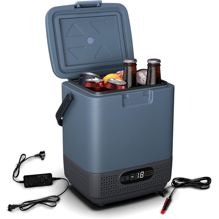 Компресорний холодильник з морозильною камерою - портативний електричний холодильник, світлодіодний дисплей, подвійне живлення (12