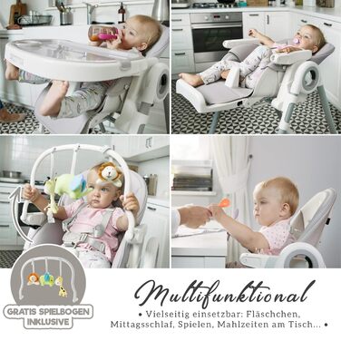 Дитячий стільчик для годування Sweety Fox з функцією нахилу - Висувний і складаний, стільчик з ременями безпеки - Зростаючий стіль