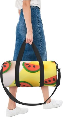 Спортивна сумка, дорожня сумка, літня сумка, з принтом кавуна, сумка на нічліг, чорна, універсальний розмір