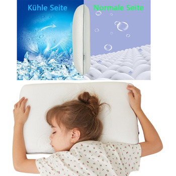 Дитяча подушка SIKAINI - Охолоджуюча тканина з принтом ведмедя, Піна з ефектом пам'яті, Ергономічний дизайн, Дихаюча, Ідеально під