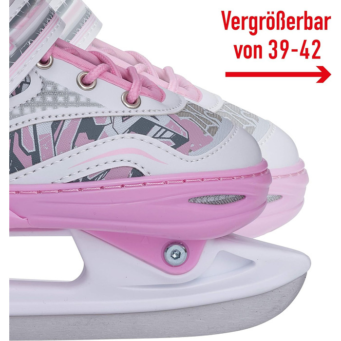 Ковзани Apollo Ice Skates X Pro Регульовані ковзани для жінок, дітей та підлітків Стильні жіночі ковзани, 3 розміри (від 31 до 42) Дитячі ковзани L 39-42 Білі/Рожеві