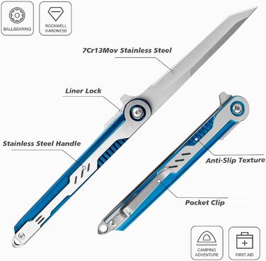 Одноручний ніж IKORES, складаний ніж зі шкіряним чохлом і кишеньковою кліпсою, одноручний ніж з лезом з нержавіючої сталі, для чол