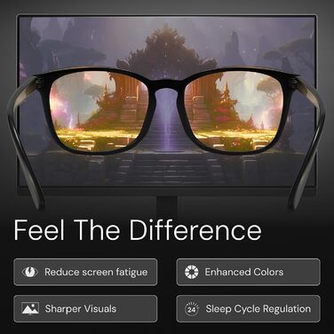 Окуляри з фільтром синього світла livho DreamGaze для чоловіків Преміальний захист для геймінгу та роботи за комп'ютером, покращення сну, чорні