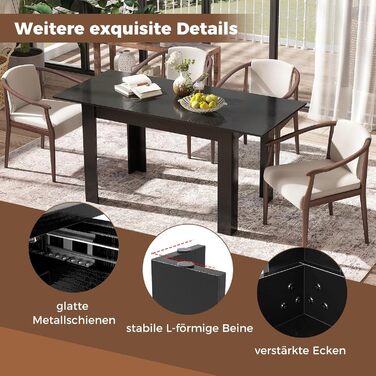 Розсувний обідній стіл COSTWAY, 120/158 x 70 см, Кухонний стіл для 4-6 осіб, Прямокутний обідній стіл для їдальні, Кухня, Чорний