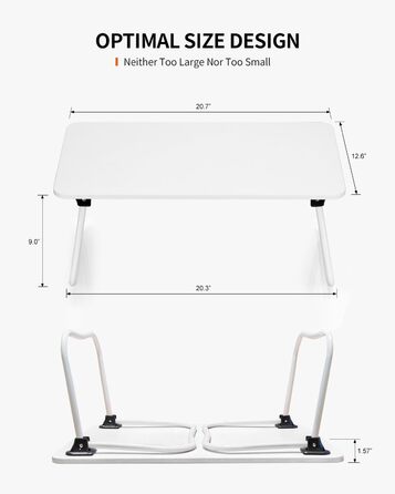 Складаний стіл для ноутбука, портативний стіл для колін, приліжкова тумбочка, легкий столик для сніданку, піднос, робочий стіл, підставка для ноутбука, міні-стіл для роботи, письма, малювання, їжі, білий/Розкішний сад
