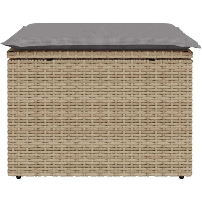 Табурет садовий з подушкою бежевий 55x55x37 см Poly Rattan,366092