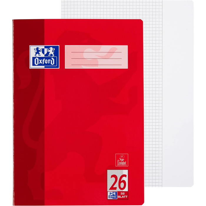 Шкільний зошит Oxford, формат А4, 32 аркуші, в лінійку (міжрядковий інтервал 26), у квадрат, 10 аркушів, 26 сторінок у квадрат/з полями
