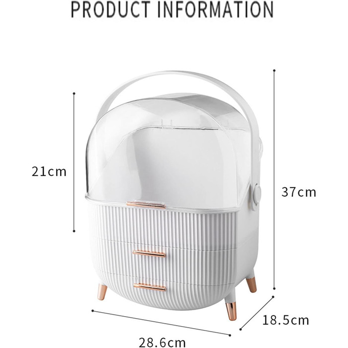Коробка-органайзер для макіяжу, косметичні вітрини з висувними ящиками, високопрозора акрилова кришка, водонепроникна пилонепроникна, можна зберігати косметичні прикраси, для ванної кімнати, комод (білий B)