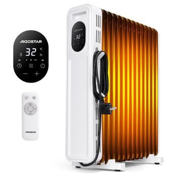 Енергозберігаючий масляний радіатор потужністю 2500 Вт з пультом дистанційного керування, 13 ребрами, розумний термостат, 3 режими нагріву, 24-годинний таймер, світлодіодний дисплей, захист від перекидання та перегріву, портативний електричний обігрівач з