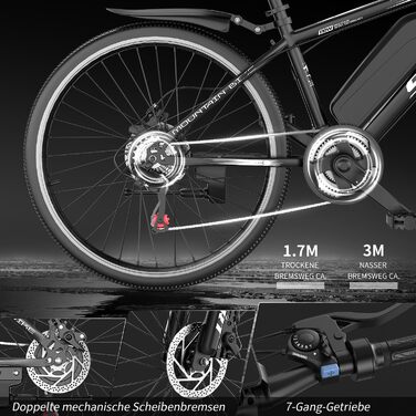 Електричний велосипед ASKGO зі знімним акумулятором 48 В 10 Аг, гірський електровелосипед 26 дюймів, запас ходу 80 км, передня підвіска, 7-швидкісний електровелосипед для дорослих, чоловіків та жінок