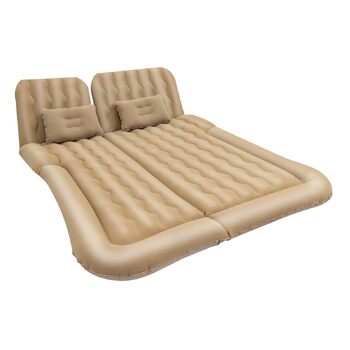 Надувний матрац для автомобіля, позашляховика, з насосом, 170x120 см, надувний матрац для мінівена, кемпінг, автомобільна подушка, товстіший надувний матрац для заднього сидіння з двома подушками для кемпінгу, подорожей, двору, пляжу (бежевий)