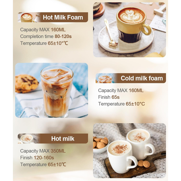 Вт піноутворювач для молока електричний 4 в 1 Автоматичний піноутворювач для підігріву молока з антипригарним покриттям Автоматичн