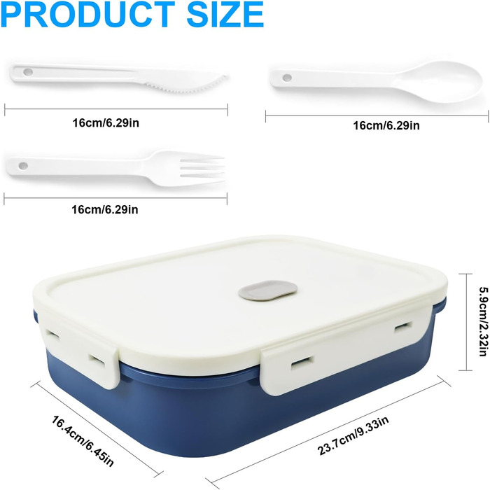 Ланчбокс дитячий з роздільниками 1400 мл, герметичний, з 4 відділеннями та приборами