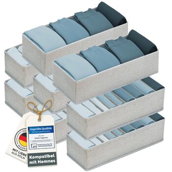 Набір органайзерів для гардеробу, 8 шт. - Різні органайзери для гардеробу для комодів HEMNES - Складані коробки для бюстгальтерів, футболок - Органайзер для гардеробу - Сортер для гардеробу, сірий, подвійний Hemnes