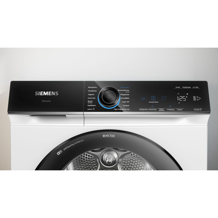 Сушильна машина з тепловим насосом Siemens WT47R440 іQ700, Single для 8 кг білизни енергоспоживання класу A, 176 кВтгод/рік, speedPack, autoDry, самоочищення , білий