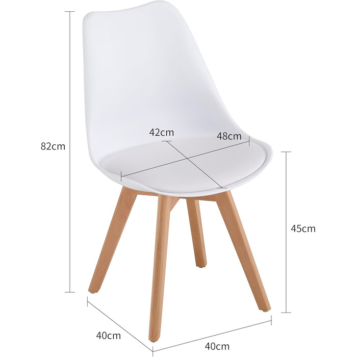 Обідні стільці, ніжки з масиву дерева товщиною 28 мм, м&39який стілець, обідній стілець Oslo, комплект з 4 шт. , білий, 521249 4 Білий