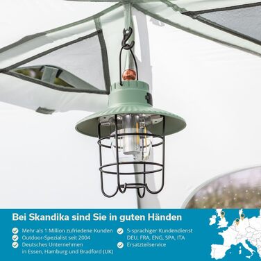 Світлодіодний кемпінговий ліхтар Skandika Soroya в ретро-стилі Регульований колір світла, з регульованою яскравістю, акумулятор 2000 мАг, 500 люмен Ідеально підходить для кемпінгу, саду, активного відпочинку на свіжому повітрі, зелений