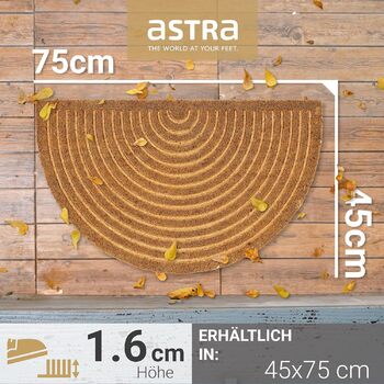 Килимок для дверей Astra Modern - Кокосовий килимок 45x75 см Напівкруглий Натуральний - Нековзний килимок для уловлювання бруду, міцний - Килимок для приміщень - Килимок для критих відкритих приміщень 45 x 75 см (півколо) Смуги Півколо