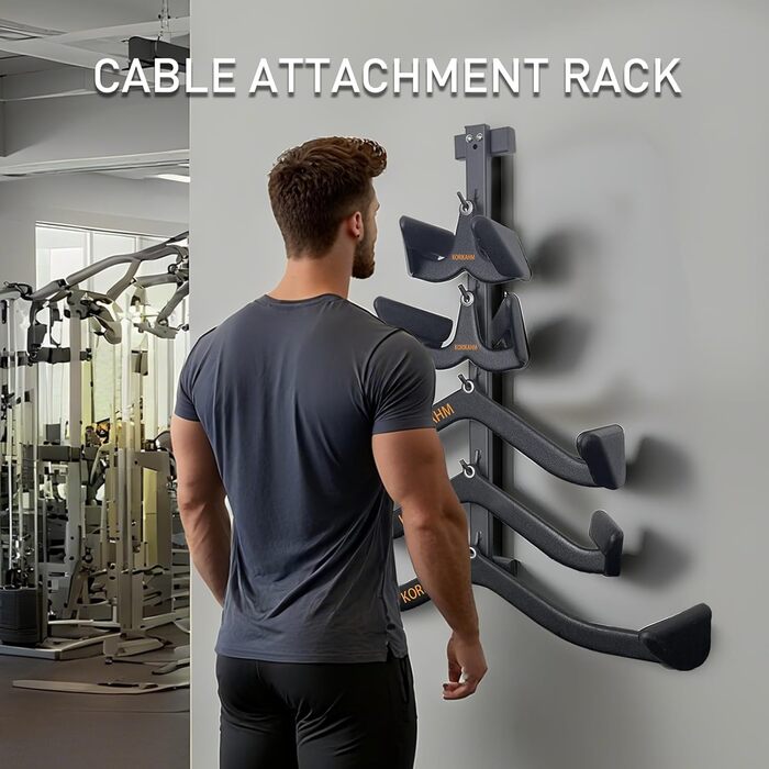 Стійка для зберігання кріплень для латунних прессів KORIKAHM, настінний органайзер для грифа латунних прессів з міцними гачками, сталева стійка для аксесуарів для тренажерного залу з кріпленням кабелю, стійка для тренажерного залу 5