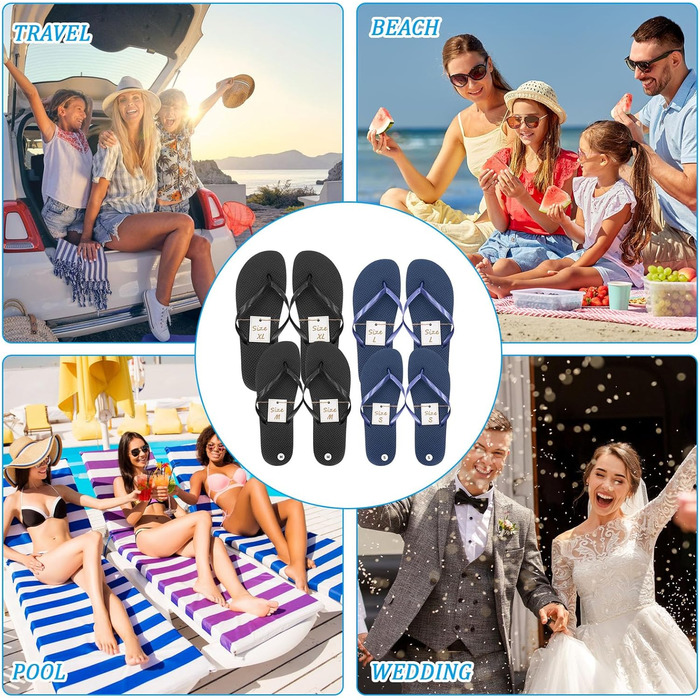 Пари унісекс шльопанців/роздільників пальців ніг Malloom для весільних гостей, капці для ванни з картками розмірів та мішечками на шнурках, спа-капочки-шльопанці для готелю та пляжу, 24