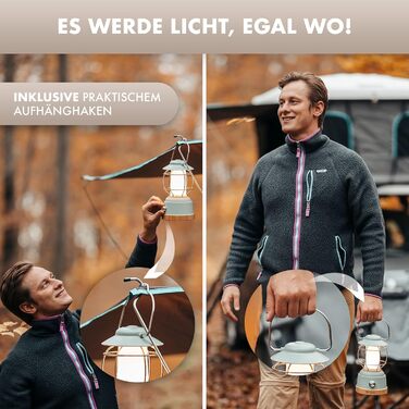 Акумуляторний кемпінговий ліхтар NATURBUMMLER із зарядним пристроєм LUX Secure, водонепроникний за стандартом IPX4 та з регульованою яскравістю акумулятор 5200 мАг із 200 годинами світла для затишних вечорів світлодіодний ліхтар для намету та кемпінгу на 