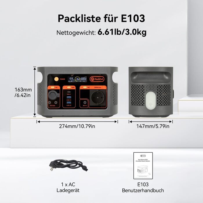 Портативна електростанція FlashFish потужністю 300 Вт із сонячною панеллю 100 Вт, акумулятором LiFePO4 ємністю 179,2 Втгод, швидкою зарядкою 0-80 за 1 годину, функцією EPS, багатофункціональним сонячним генератором для кемпінгу, активного відпочинку на пр