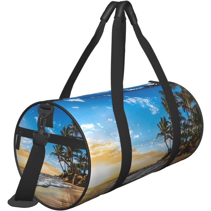 Спортивна сумка, дорожня сумка, пляжна сумка, принт Захід сонця, ландшафтний малюнок, сумка на нічліг, чорна, універсальний розмір, сумка для подорожей