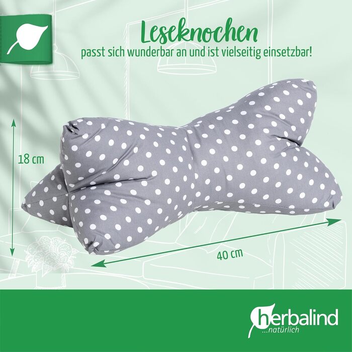 НОВИНКА Подушка для шиї з кісткою для читання, що служить опорою для книги - 40 x 18 см, подушка-підтримка шиї, подушка-книжка-планшет - 100 бавовна, універсальна подушка-планшет - сіра