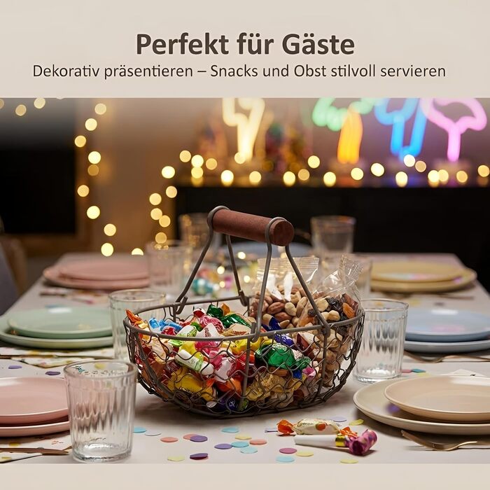 Дротяний кошик для яєць Gatuida для колекціонування Ретро металевий кошик для врожаю, дротяний кошик для зберігання, кухонний органайзер для яєць, фруктів, хліба для дому та вечірки