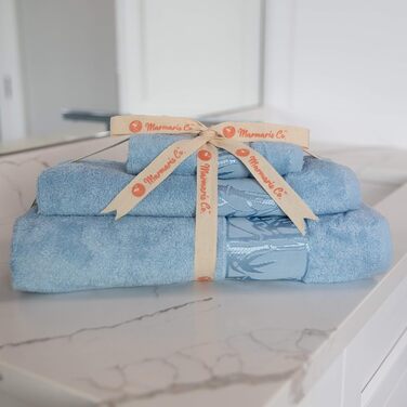 Набір розкішних м'яких рушників Marmaris Co, віскоза з бамбука та турецької бавовни, 3 шт. и, синій