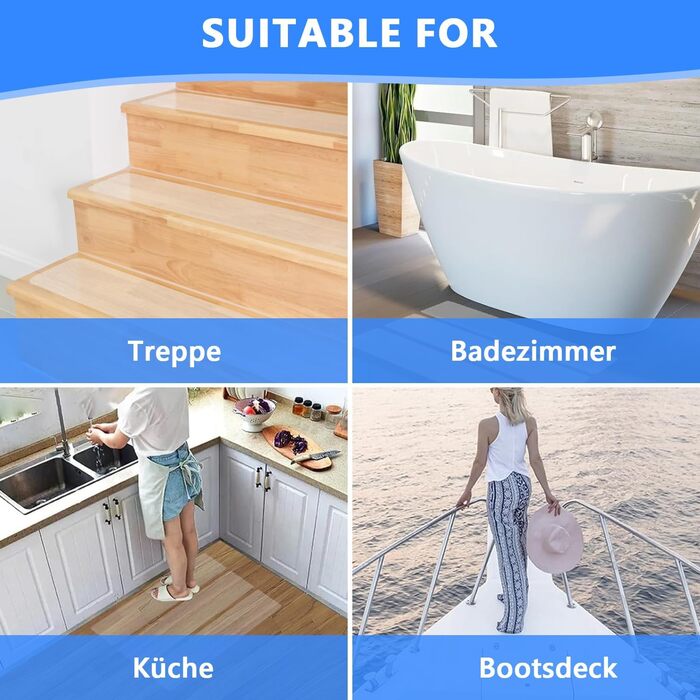 Килимки для сходів, протиковзкі килимки, самоклеючі килимки для сходів 15 x 80 см, 15 шт. , прозорі, протиковзка клейка стрічка, килимок для сходів, протиковзкі смужки, килимки для сходів для дерев&39яних сходів, протиковзкі килимки для підлоги