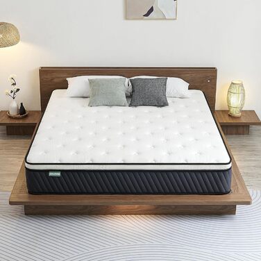 Матрац SZsuilong 90x200, висота 30 см, пружинний блок Pocket Spring, 7-зонна жорсткість H3 H4 з піною з ефектом пам&39яті, комфортний пружинний матрац, ергономічний, 100 ночей для пробного сну, середньої жорсткості - 30 см, 90x200x30 см