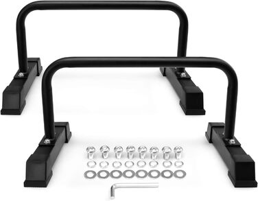 Ручки для віджимань Yes4All, Паралети з дерева/сталею, Великий гриф для віджимань та бруси, Нековзні віджимання, Обладнання для калістеніки для використання в приміщенні та на вулиці, Фітнес, Силові тренування, Тренування з власною вагою, Чорний