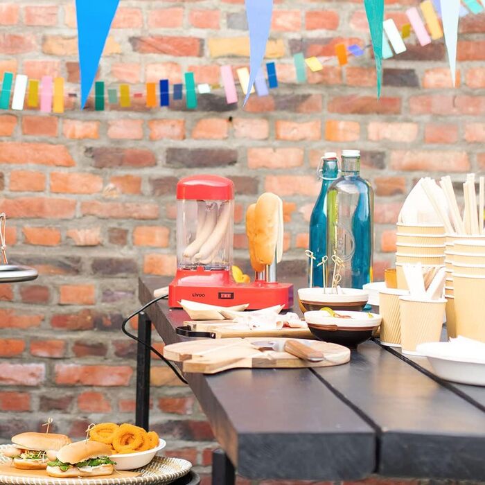 Машина для приготування хот-догів на 6 сосисок - Машина для приготування хот-догів зі знімним контейнером для підігріву - Підігрівач ковбас з шампурами з нержавіючої сталі для підігріву булочок - 340 Вт