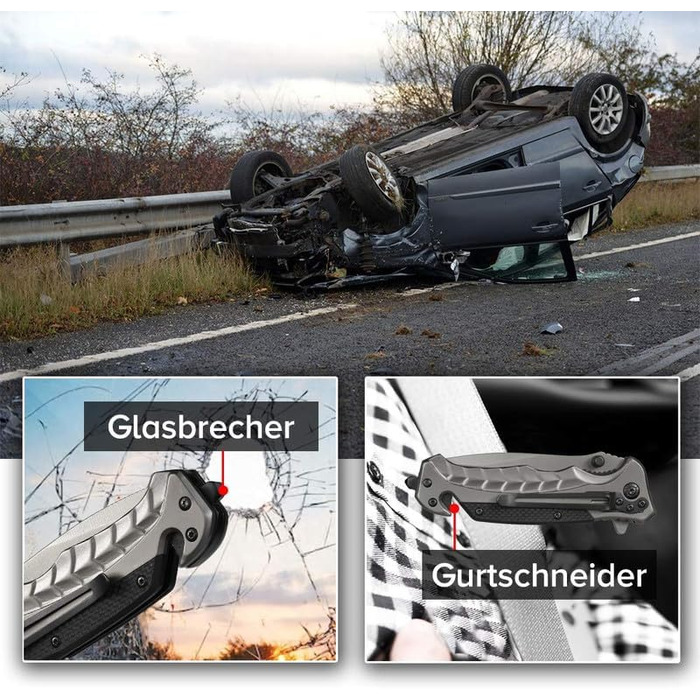 Кишеньковий ніж NedFoss FA46, рятувальний ніж з ремінним різаком та склорізом, складаний ніж з кріпленням на ремінь, одноручний ні