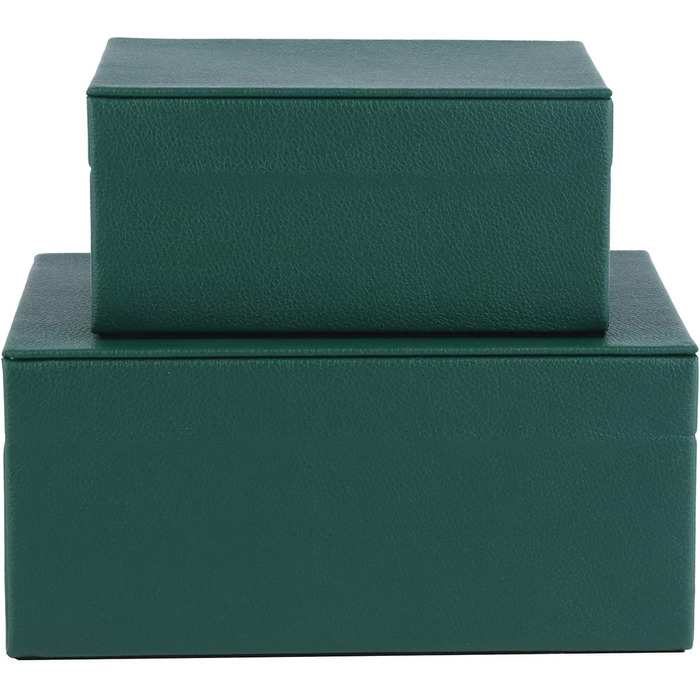 Шкатулки для ювелірних виробів HofferRuffer зі штучної шкіри, декоративні шкатулки, шкатулки для зберігання, органайзери для аксесуарів із золотистою фурнітурою, класична веганська шкіра, набір з 2 шт. (зелений)